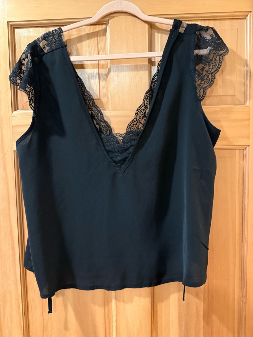 SHEIN Black Lace-Trim V-Neck Camisole